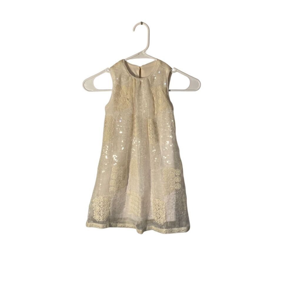 Isobella & Chloe girls, ivory embroidered Sequin sleeveless dress S